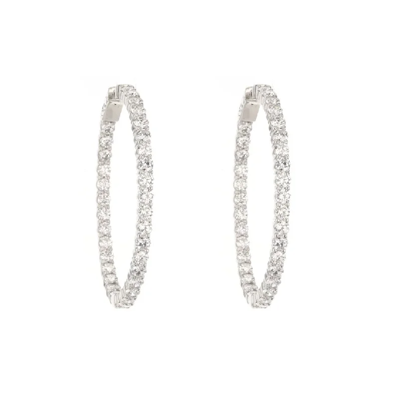 7.05 ctw Diamond 1.75" Inside-Out Hoop Earrings