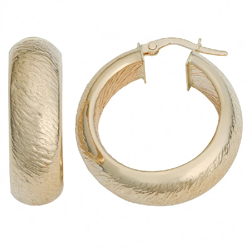 Fremada 10k Yellow Gold 8x20-mm Stone Finish Hoop Earrings