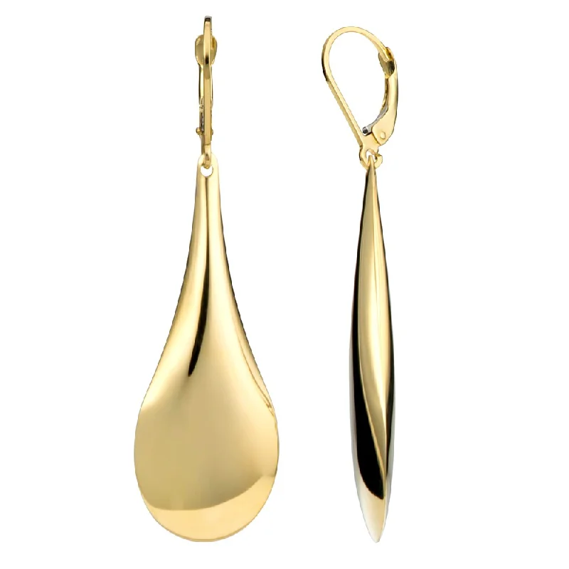 Fremada 10k Yellow Gold High Polish Elongated Teardrop Dangle Earrings