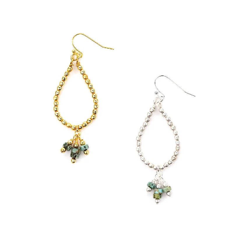 Tomasita Gemstone and Metal Bead Teardrop Earring