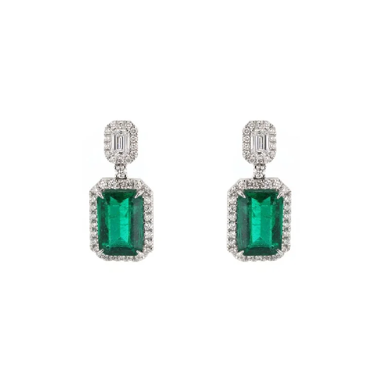 Emerald & Diamond Drop Earrings