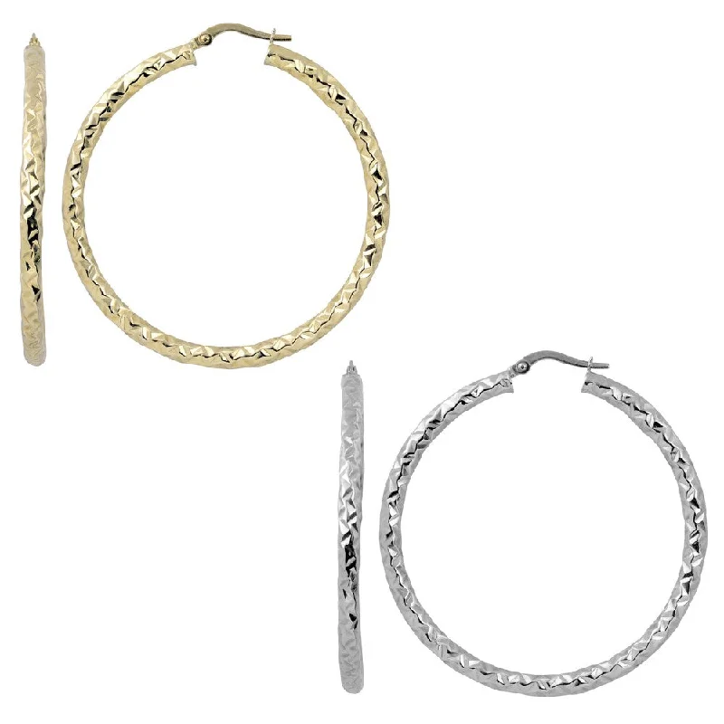 Fremada Italian 14k Gold 3x40-mm Diamond-cut Round Hoop Earrings (yellow gold or white gold)