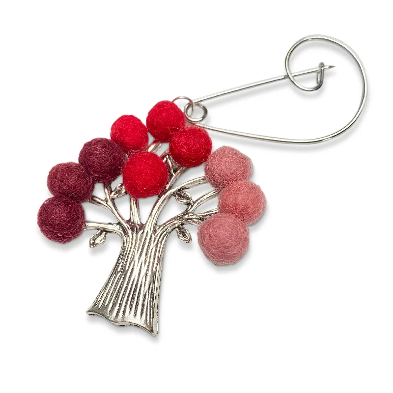 Tree Of Life Brooch Red