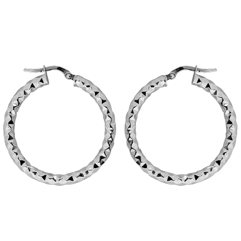 Fremada 10k Gold 3x25-mm Diamond-cut Round Hoop Earrings