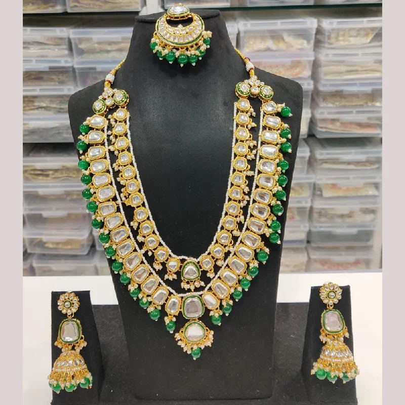 India Art Gold Plated Kundan Long Necklace Set