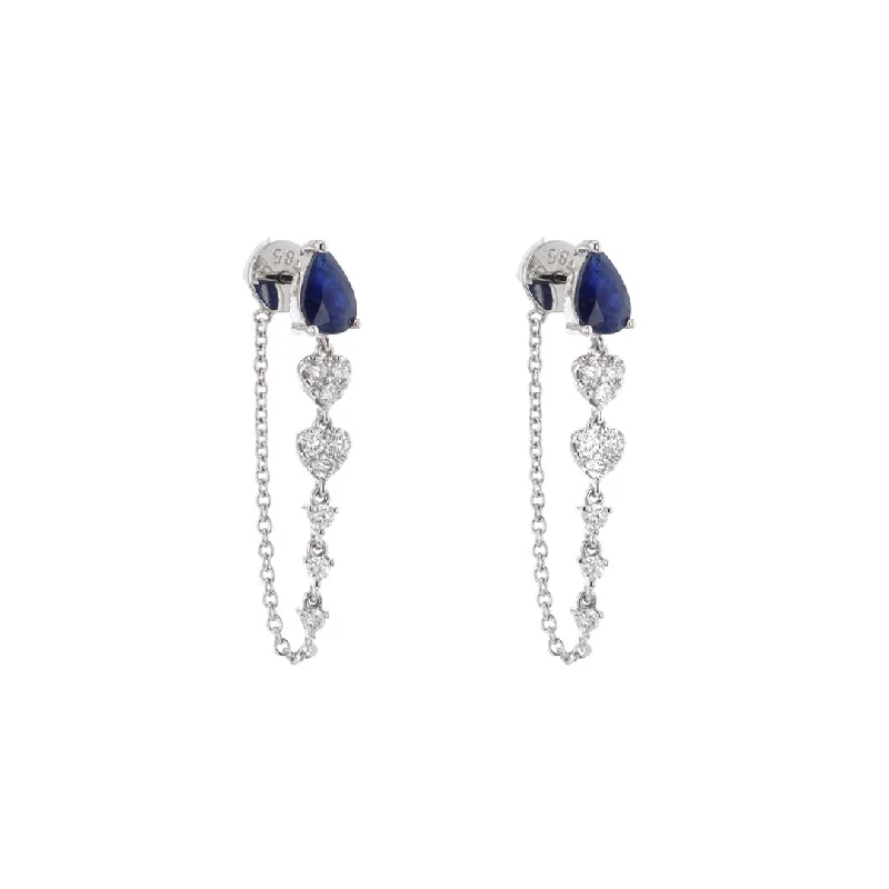 Blue Sapphire & Diamond Drop Earrings