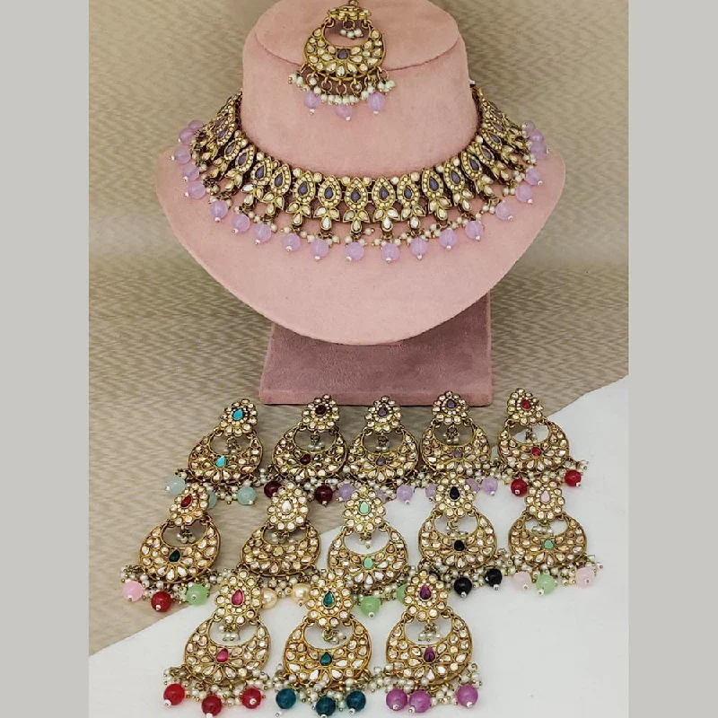 Rani Sati Jewels Gold Plated Crystal Stone Choker Necklace Set