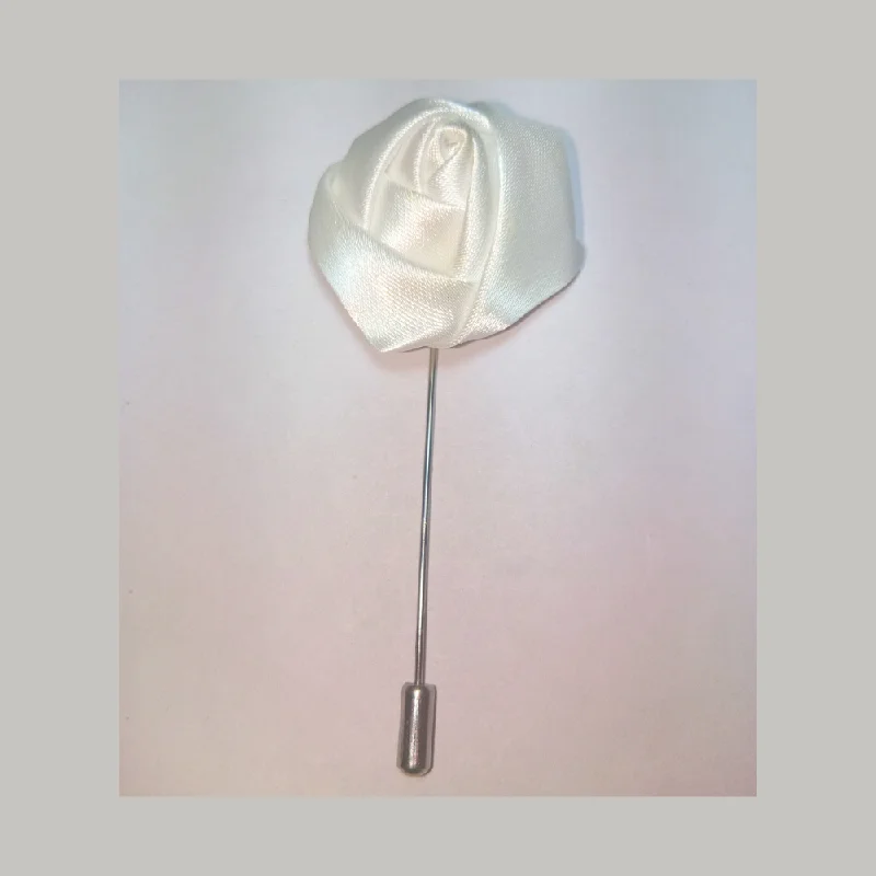 White Fabric Flower Lapel Pin