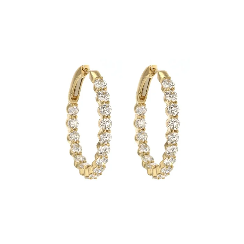 4.12 ctw Diamond 1" Inside-Out Hoop Earrings