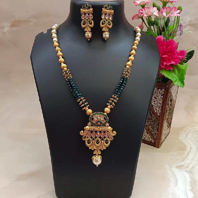 Bhavi Jewels Gold Plated Long Necklace Set