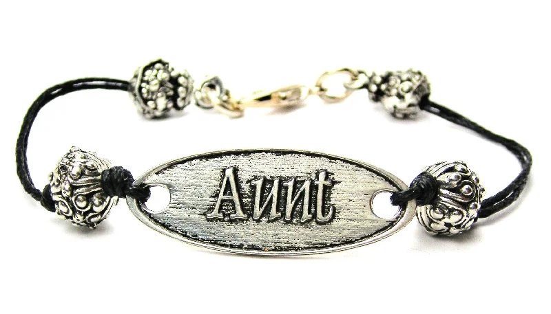 Aunt Black Cord Connector Bracelet