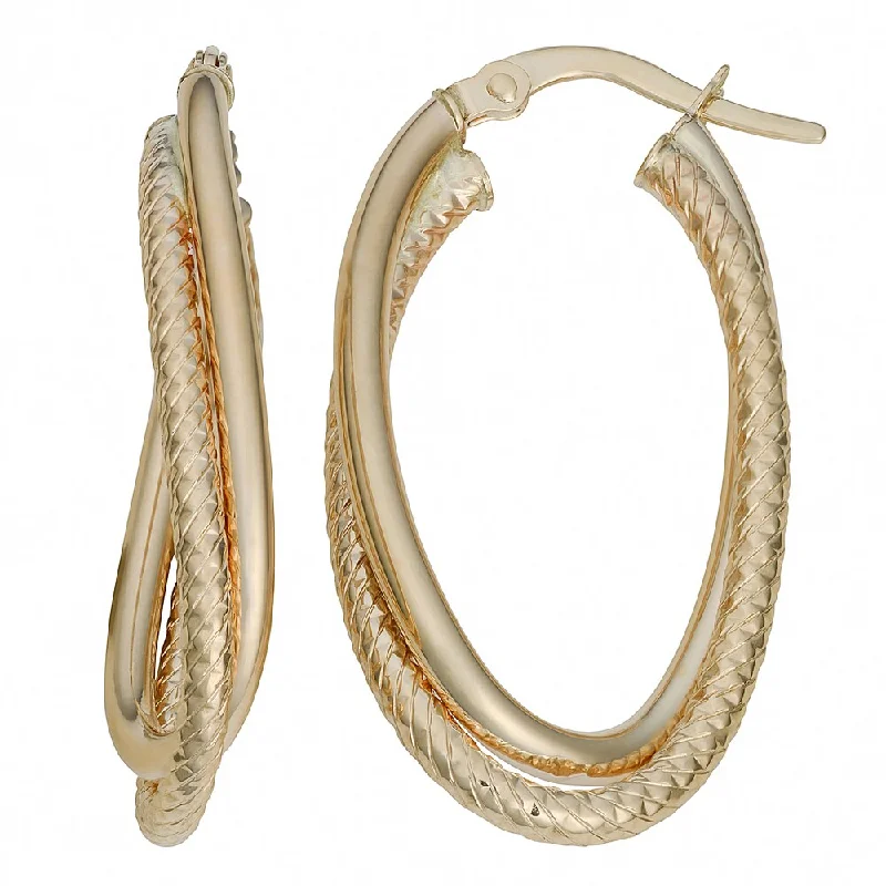 Fremada 10k Yellow Gold Diamond-cut and Polished Double Oval Hoop Earrings