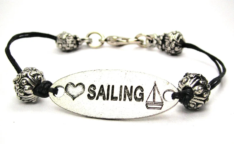 Love Sailing Black Cord Connector Bracelet