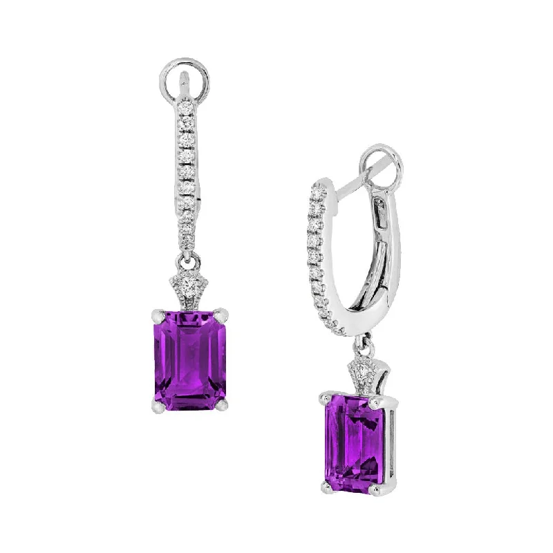 Amethyst & Diamond Drop Earrings