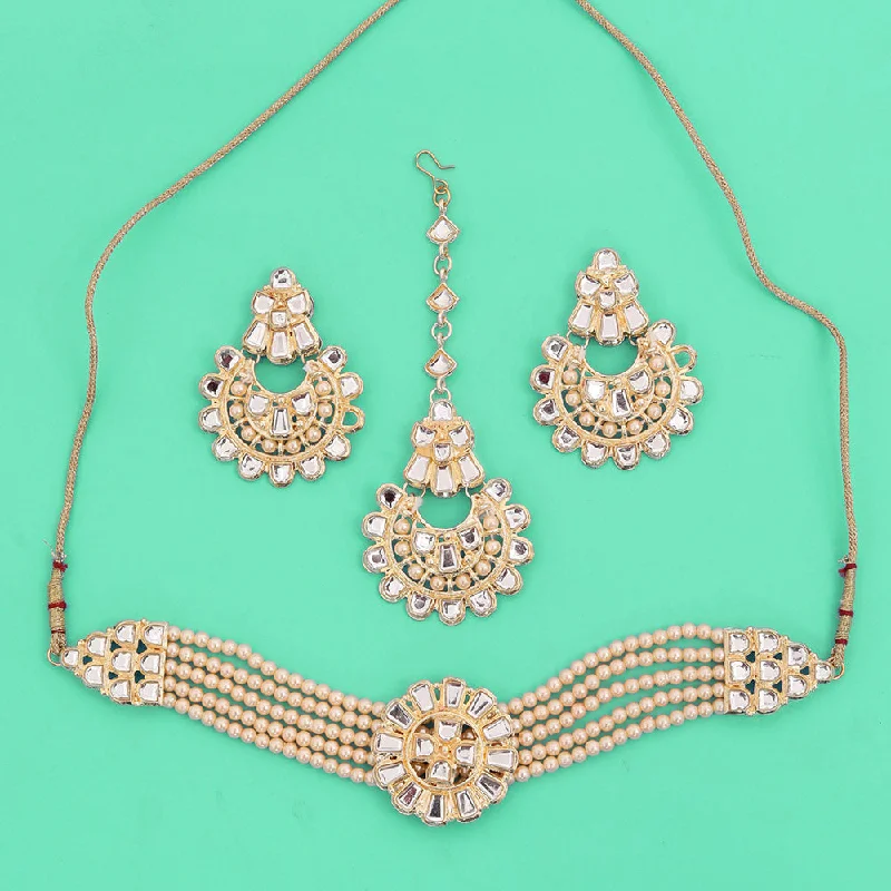 Neetu Art Gold Plated Kundan Choker Necklace Set