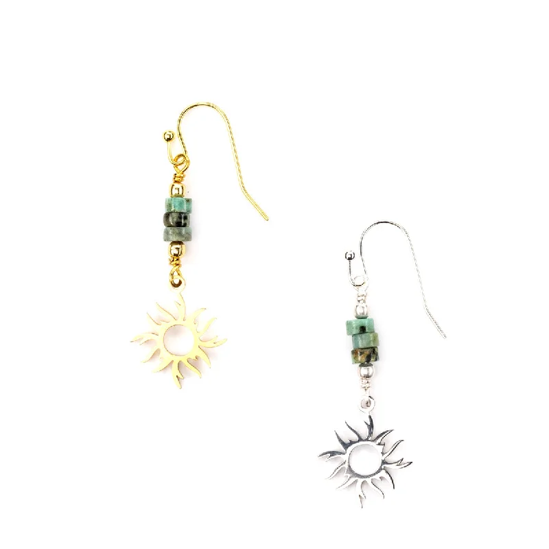 El Farol Gemstone and Sun Charm Earring