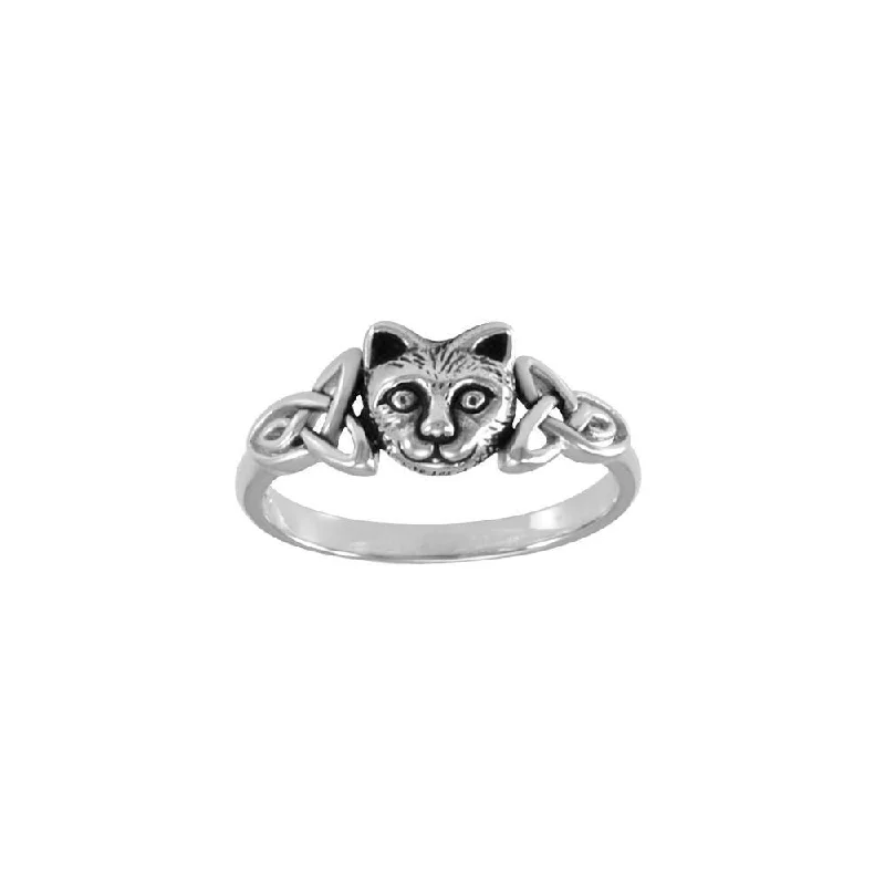 Sterling Silver Celtic Cat Ring TRI1690