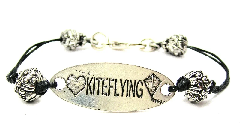 Love Kiteflying Black Cord Connector Bracelet