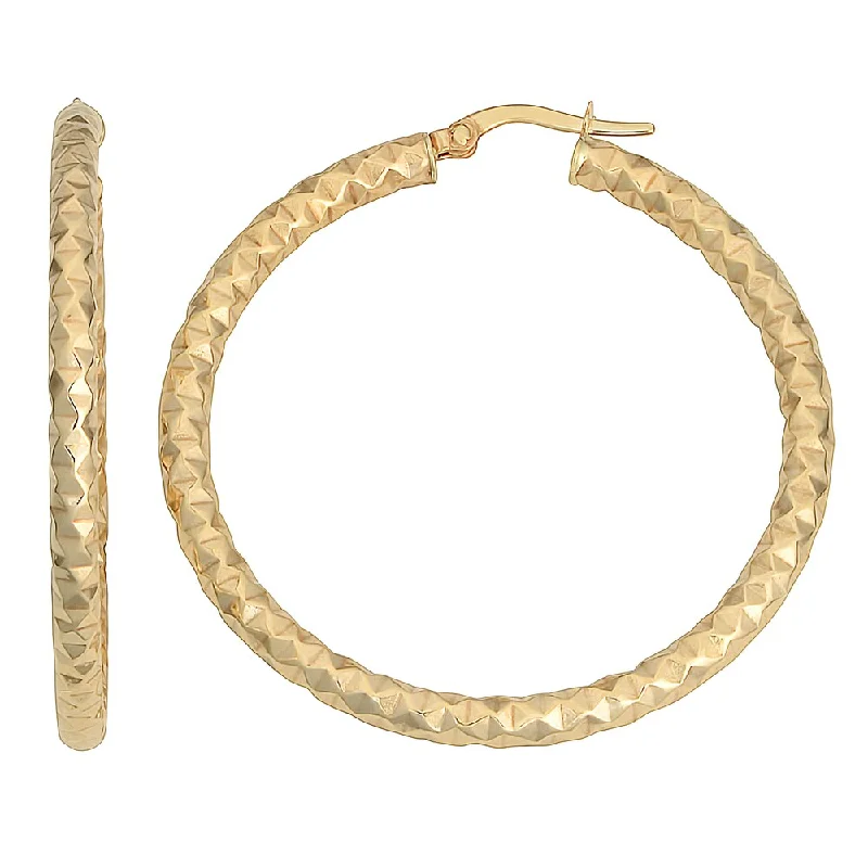 Fremada 10k Yellow Gold 3x35-mm Diamond-cut Round Hoop Earrings