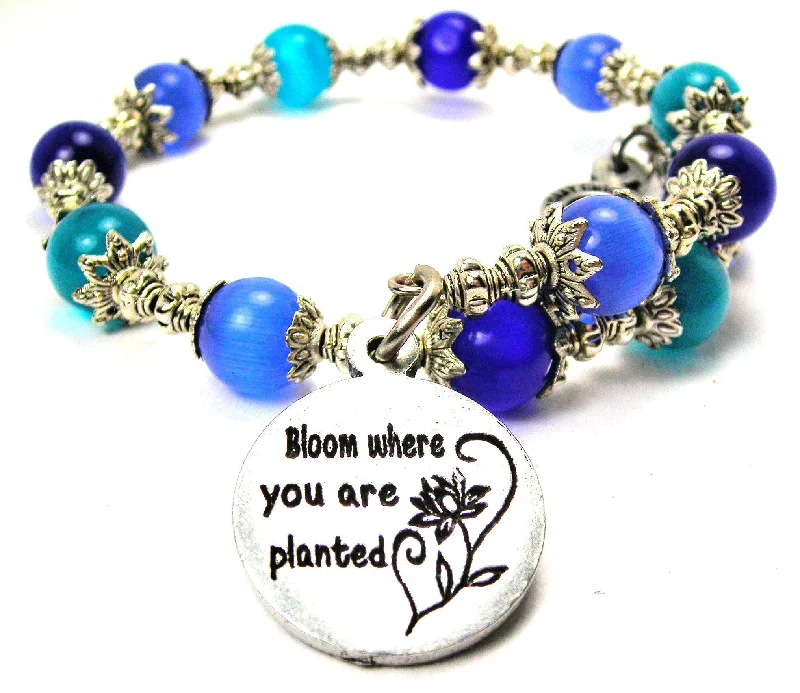 Bloom Where You Are Planted Cat's Eye Beaded Wrap Bracelet