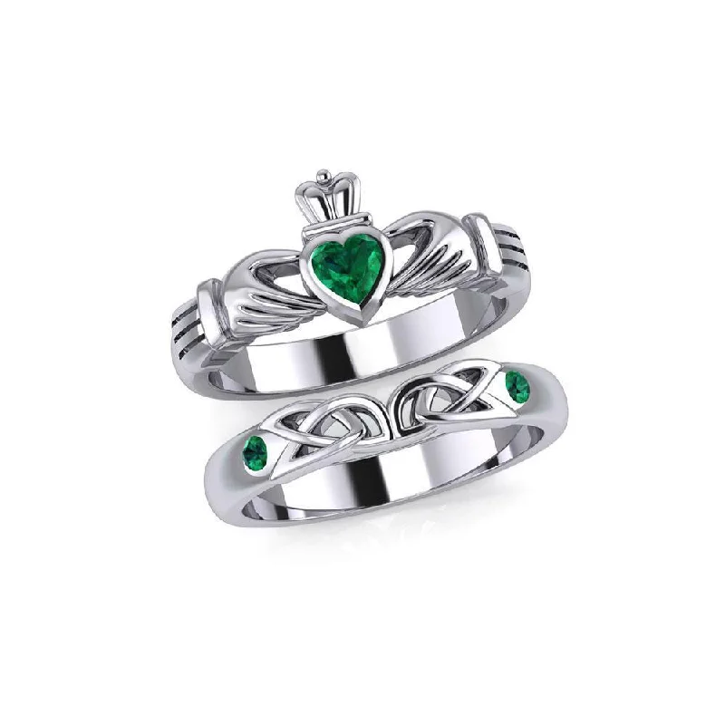 Celtic Claddagh Love Silver Commitment Band Ring TRI1942