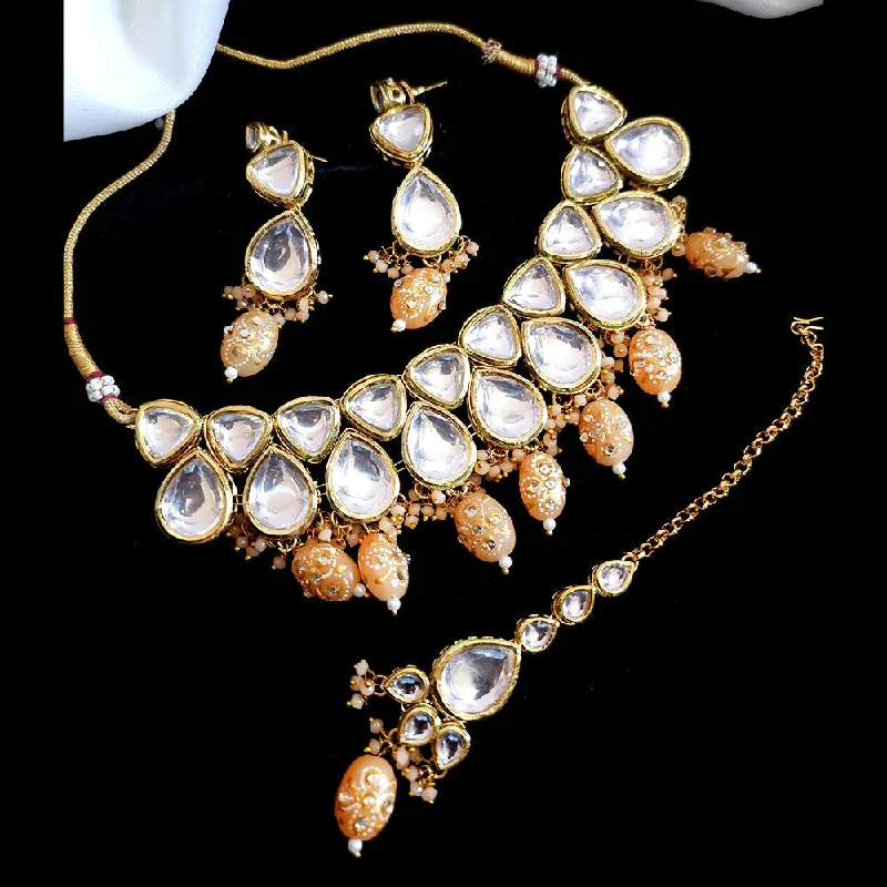 JCM Gold Plated Kundan Choker Necklace Set