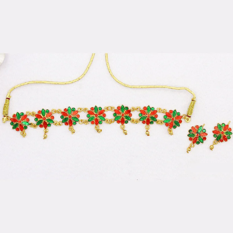 Mahavir Dye Gold Plated Choker Necklace Set