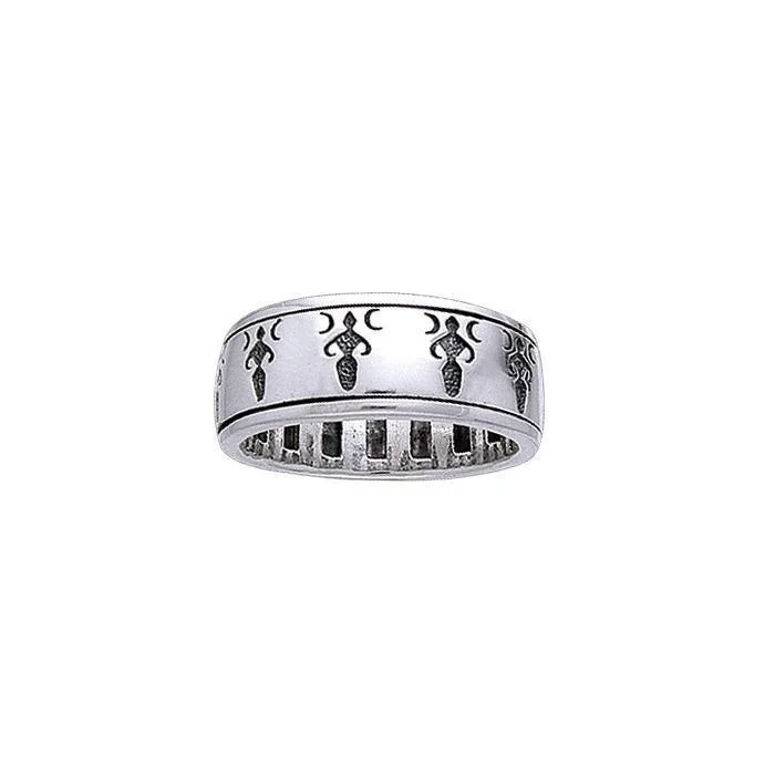 Triple Moon Goddess Spinner Ring TR3745