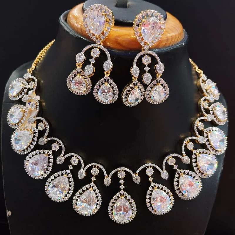 Jain Jewellers Gold Plated AD Necklace Set