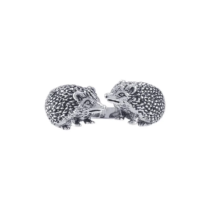 Kissing Porcupines Silver Adjustable Wrap Ring TRI1804