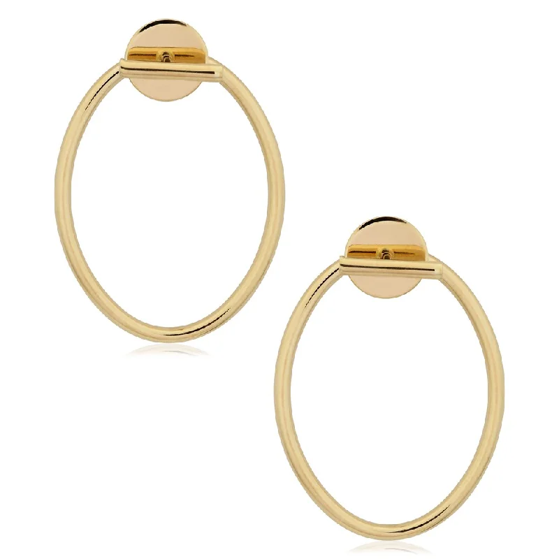 Fremada 14k Yellow Gold High Polish Oval and Bar Front Back Earrings