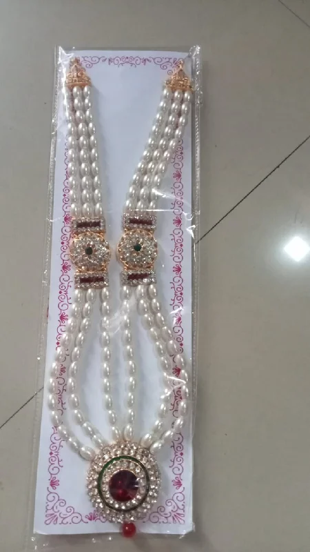 Palak Art Gold Plated Pota Stone And Pearl Necklace Set