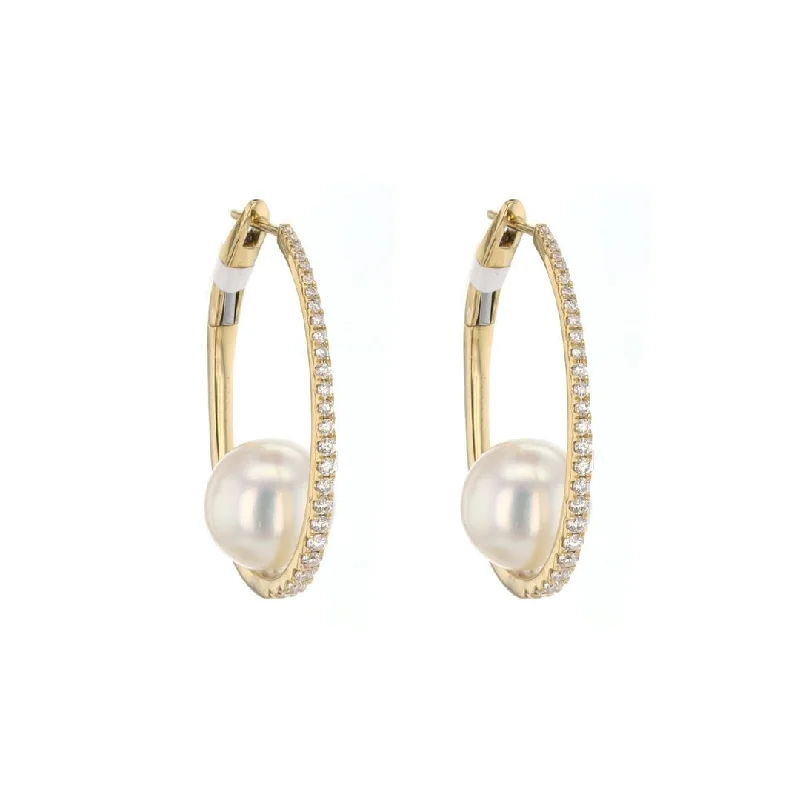 Pearl & Diamond Hoop Earrings