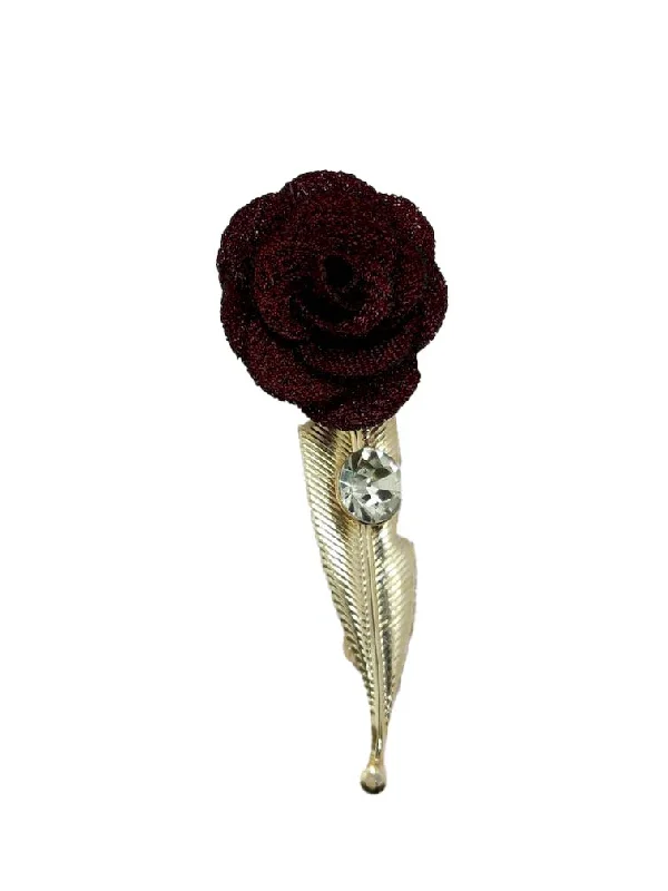 Matte Maroon Open Flower Brooch