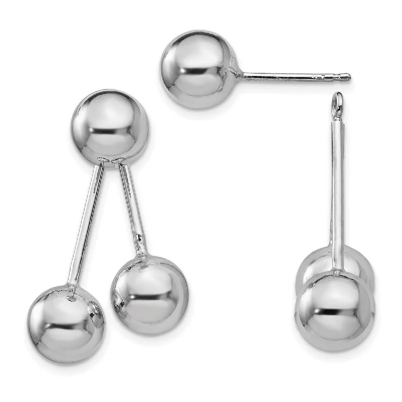 Curata 925 Sterling Silver 28x24mm Dangle Polished Ball Post Earrings