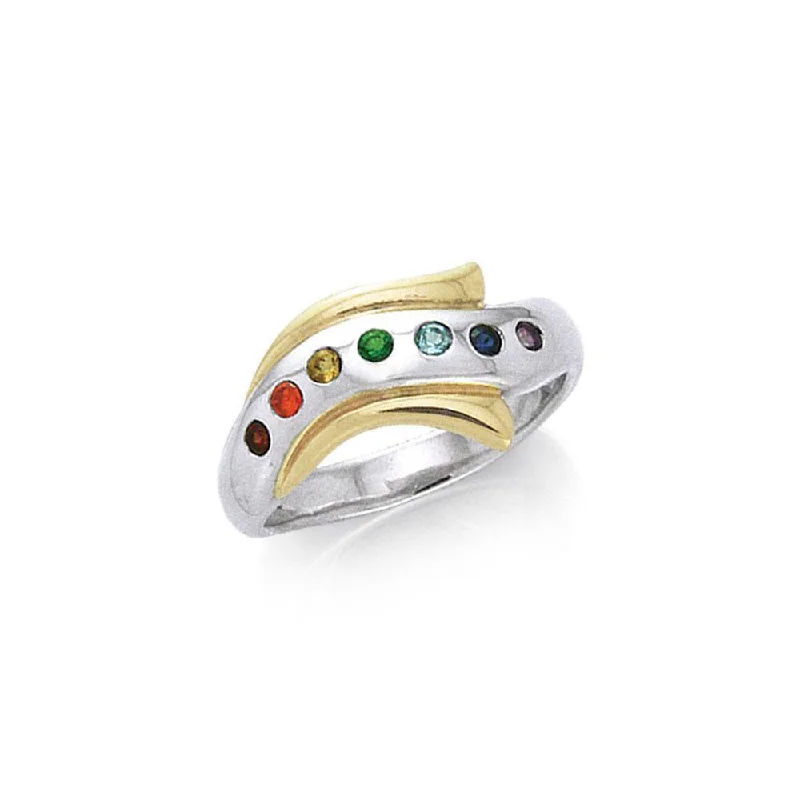 Silver with 14k Gold Accent Chakra Ring MRI489