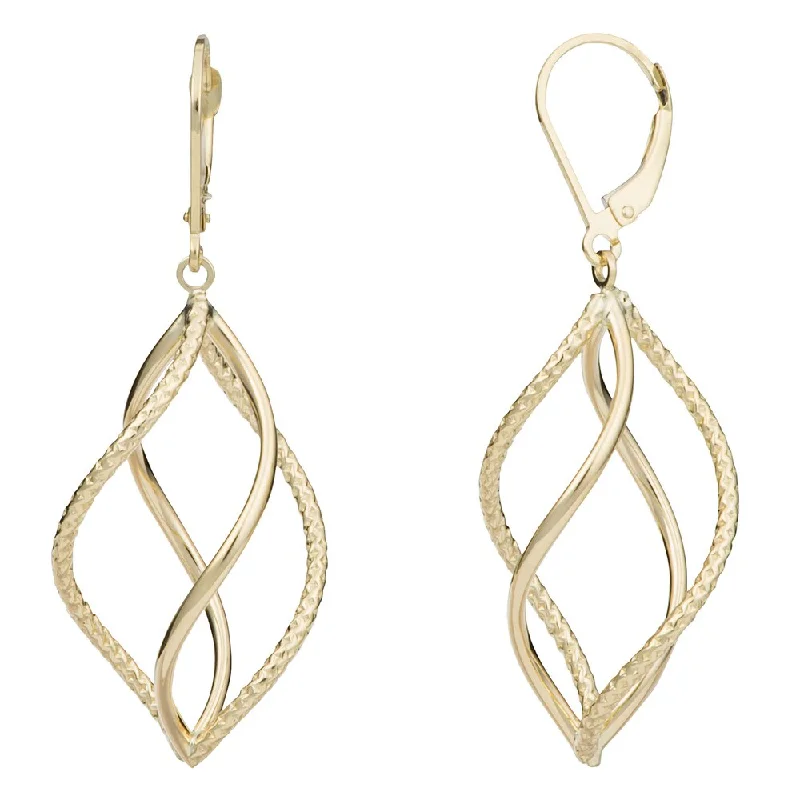 Fremada 10k Yellow Gold Twisted Marquise Leverback Earrings