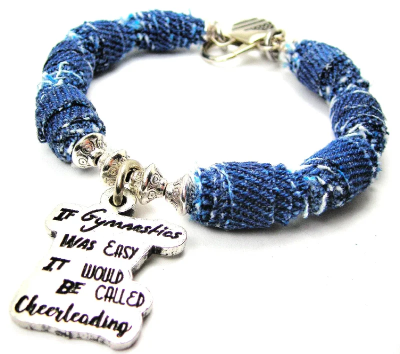 If Gymnastics Was Easy It Would Be Called Cheerleading Blue Jean Beaded Toggle Bracelet