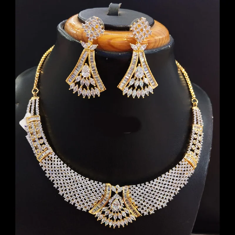 Jain Jewellers Gold Plated AD Necklace Set