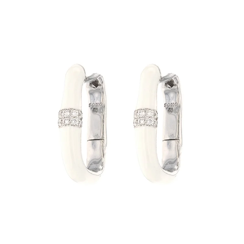 0.14 ctw Diamond Sterling Silver & Enamel Earrings