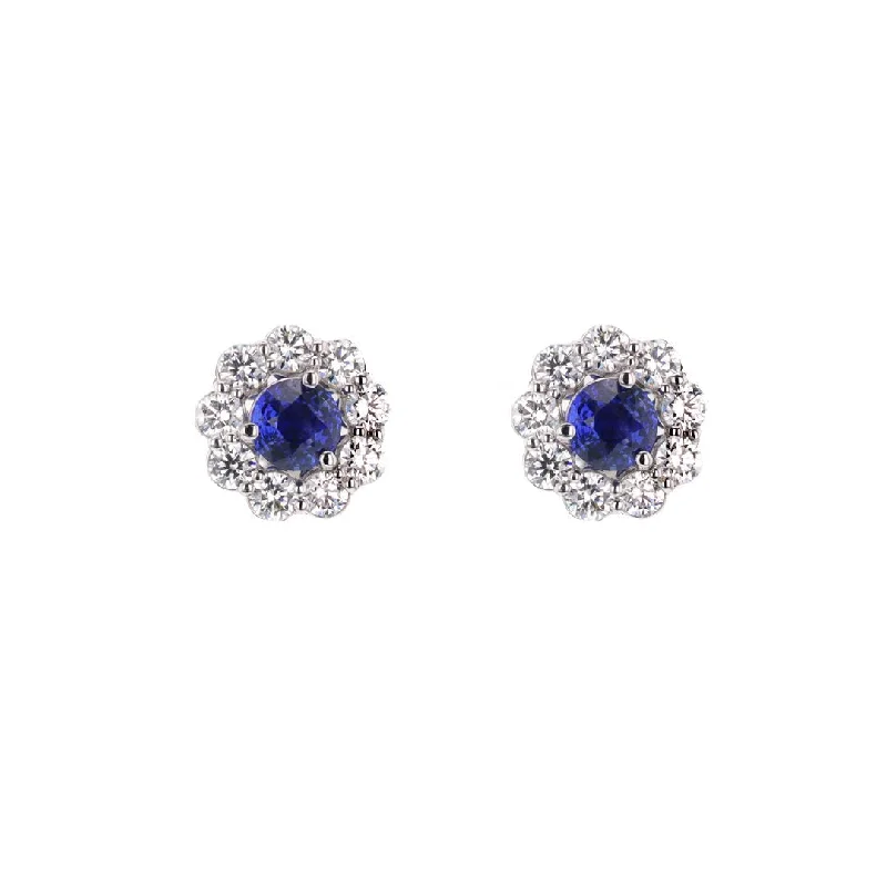 Blue Sapphire Stud Earrings & Diamond Jackets