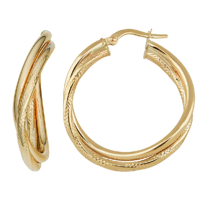 Fremada 10k Yellow Gold Overlapping Hoop Earrings