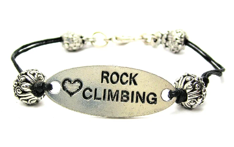 Love Rock Climbing Black Cord Connector Bracelet