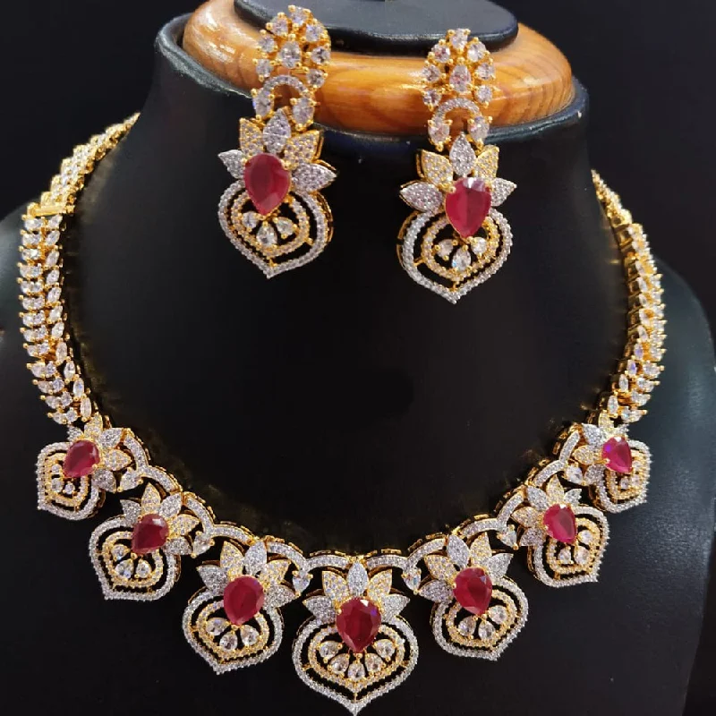 Jain Jewellers Gold Plated AD Necklace Set