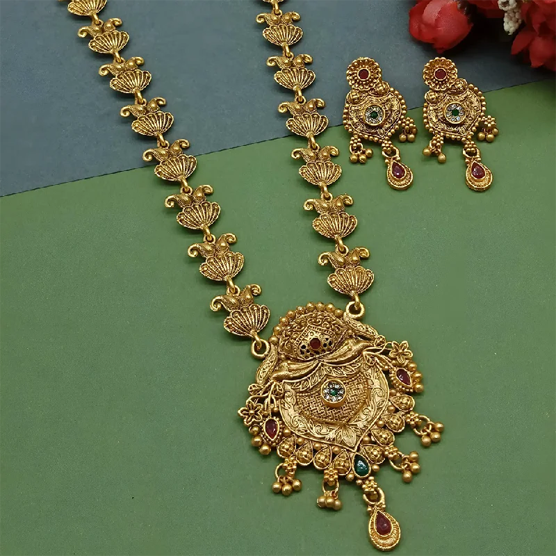 Gehana Mahal Gold Plated Pota Stone Necklace Set