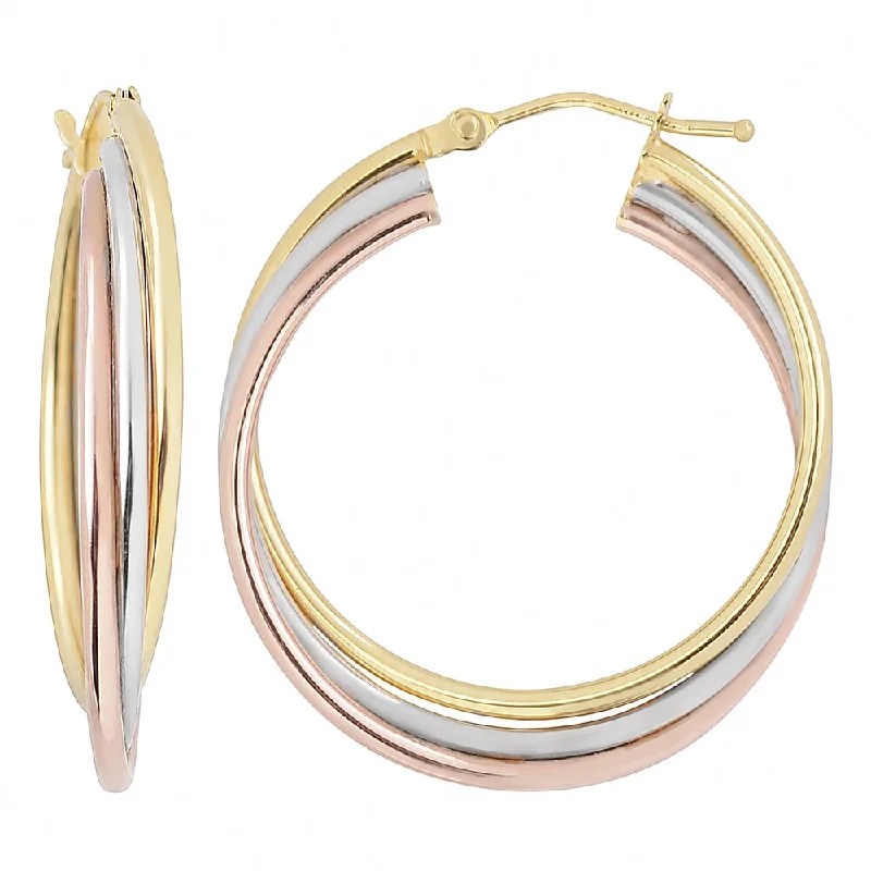 Fremada 10k Tri-color Gold High Polish Twist Hoop Earrings