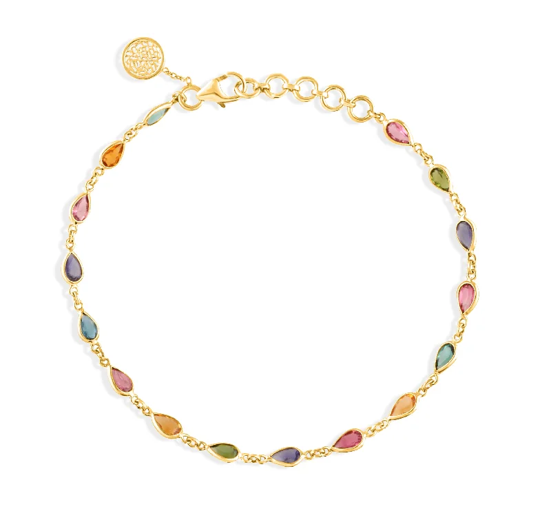 Gemstone Pear shape Bracelet In 18K Yellow Gold