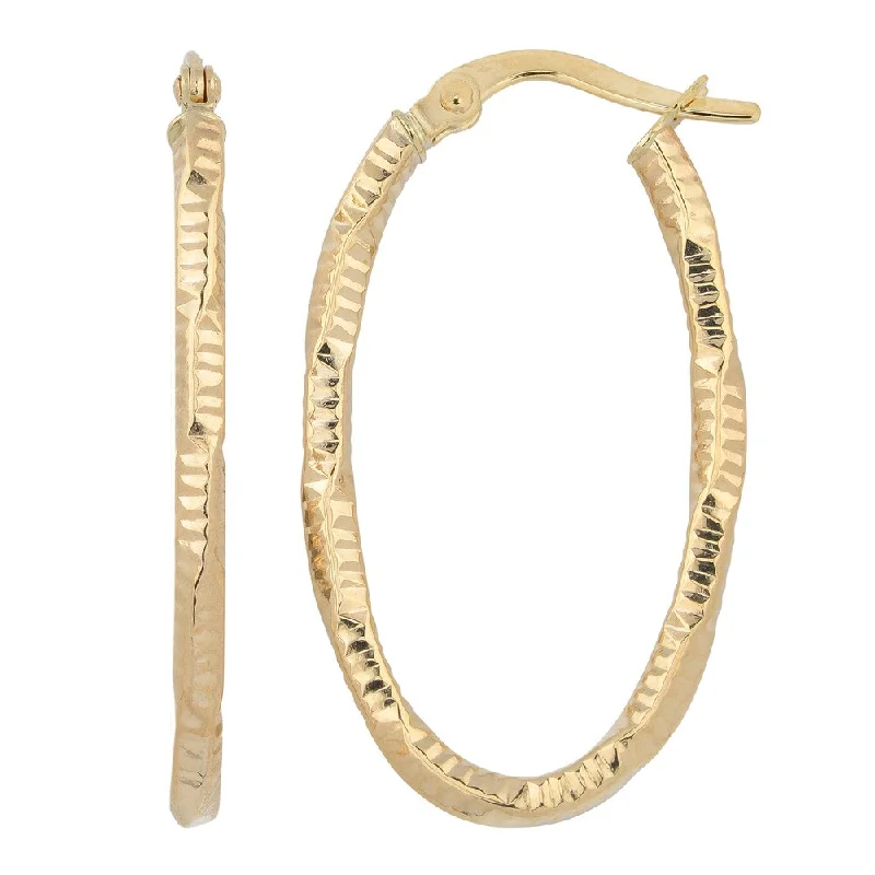 Fremada Italian 14k Yellow Gold Stunning Oval Hoop Earrings, 1-inch