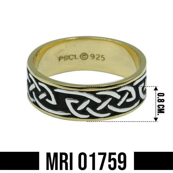 Celtic Knotwork Sterling Silver with 14K Gold Accent Ring MRI1759