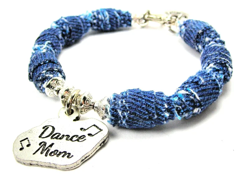 Dance Mom With Music Notes Blue Jean Beaded Toggle Bracelet